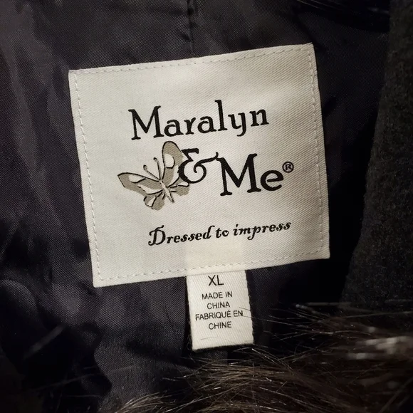 NWT Maralyn & Me Jacket Hooded Fur Trim Gray Coat - Picture 5 of 7